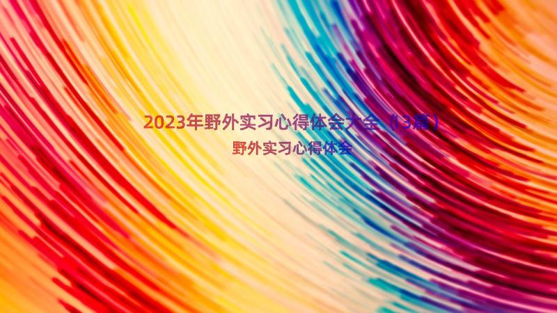 2023年野外实习心得体会大全（13篇）