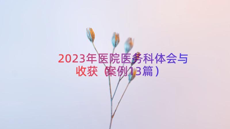 2023年医院医务科体会与收获（案例13篇）