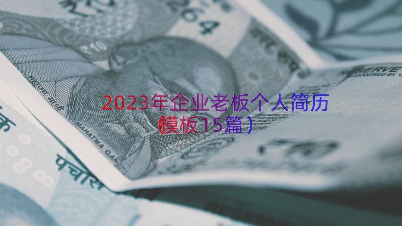 2023年企业老板个人简历（模板15篇）