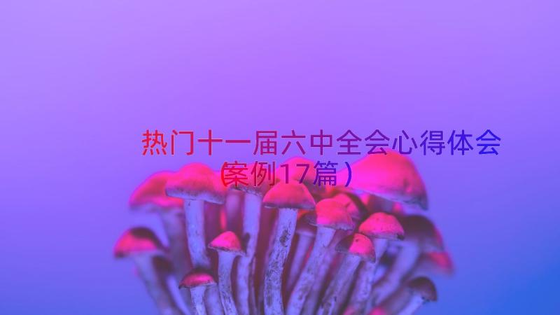 热门十一届六中全会心得体会（案例17篇）