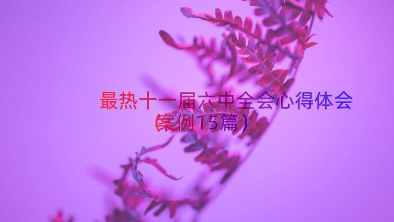 最热十一届六中全会心得体会（案例15篇）