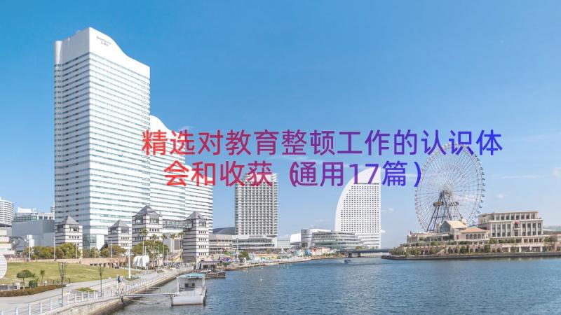 精选对教育整顿工作的认识体会和收获（通用17篇）