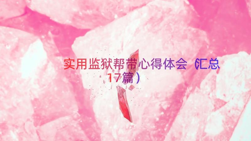 实用监狱帮带心得体会（汇总17篇）