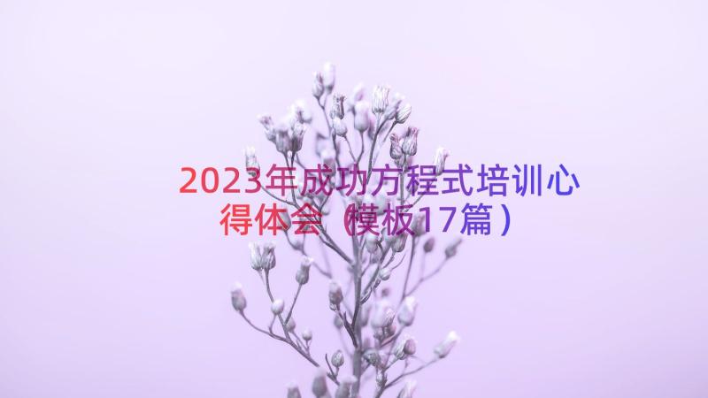 2023年成功方程式培训心得体会（模板17篇）