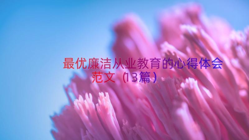 最优廉洁从业教育的心得体会范文（13篇）