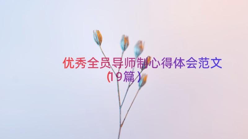 优秀全员导师制心得体会范文（19篇）