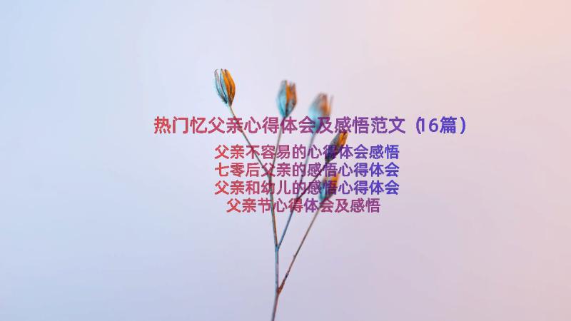 热门忆父亲心得体会及感悟范文（16篇）