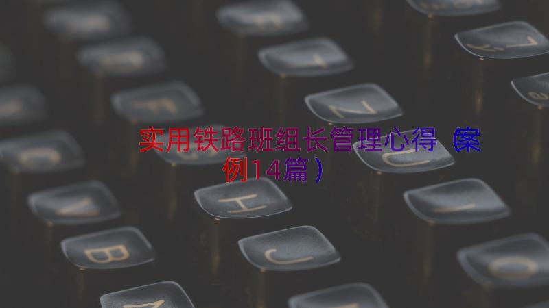 实用铁路班组长管理心得（案例14篇）