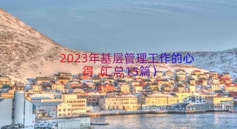 2023年基层管理工作的心得（汇总15篇）