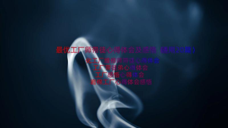 最优工厂师带徒心得体会及感悟（通用20篇）