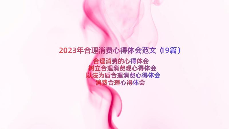 2023年合理消费心得体会范文（19篇）