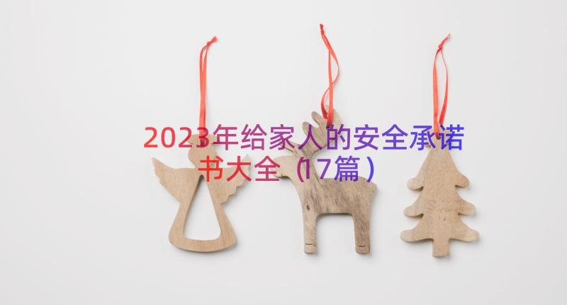 2023年给家人的安全承诺书大全（17篇）