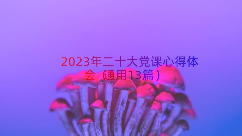 2023年二十大党课心得体会（通用13篇）