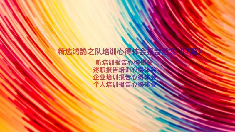 精选鸿鹄之队培训心得体会报告范文（17篇）