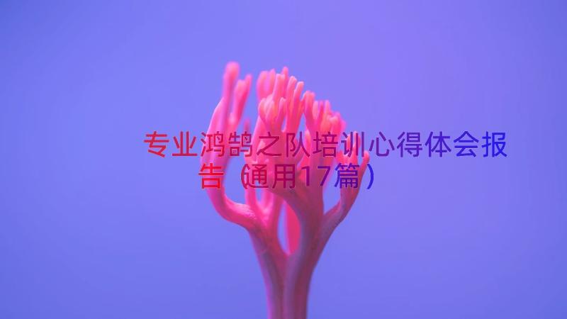 专业鸿鹄之队培训心得体会报告（通用17篇）