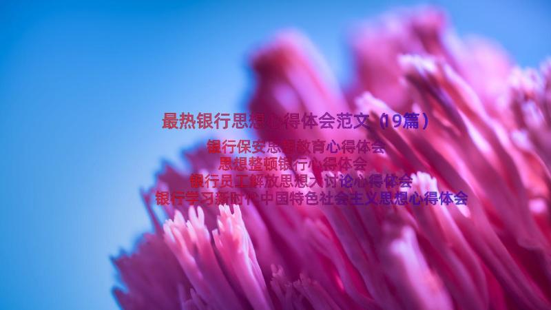 最热银行思想心得体会范文（19篇）