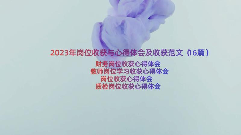 2023年岗位收获与心得体会及收获范文（16篇）