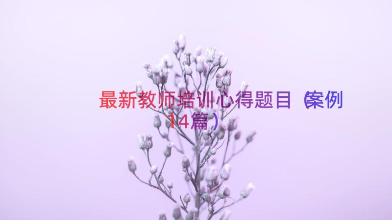 最新教师培训心得题目（案例14篇）