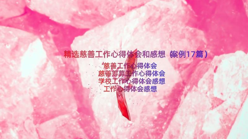 精选慈善工作心得体会和感想（案例17篇）