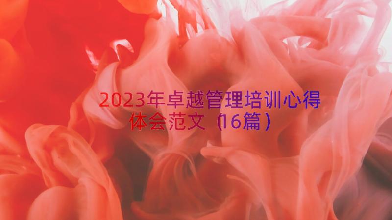 2023年卓越管理培训心得体会范文（16篇）