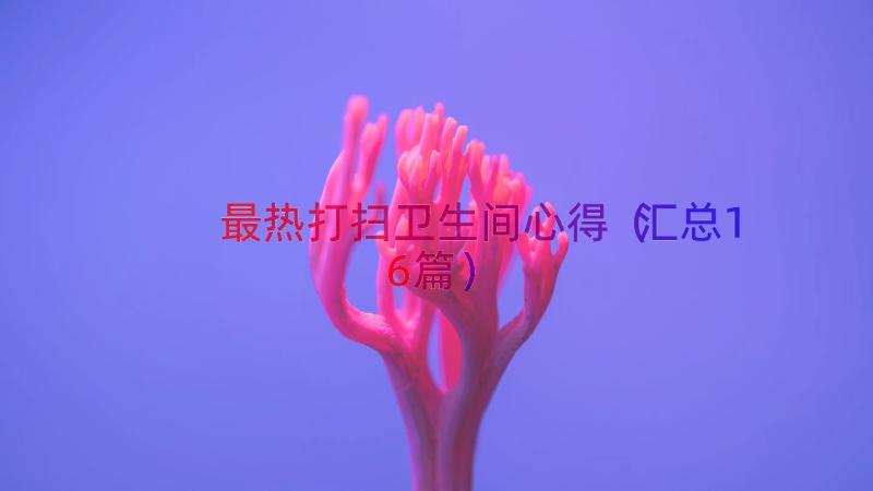 最热打扫卫生间心得（汇总16篇）