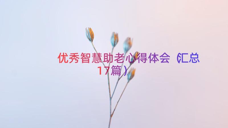 优秀智慧助老心得体会（汇总17篇）