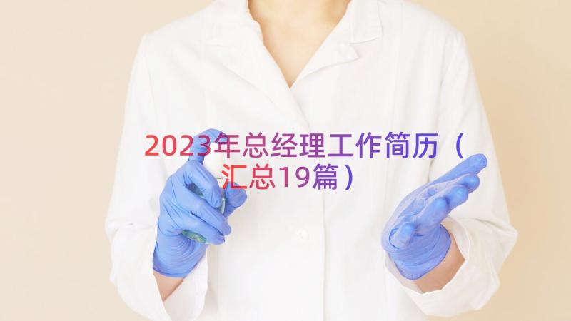 2023年总经理工作简历（汇总19篇）