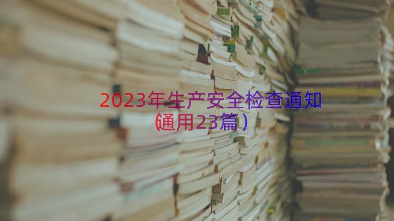 2023年生产安全检查通知（通用23篇）