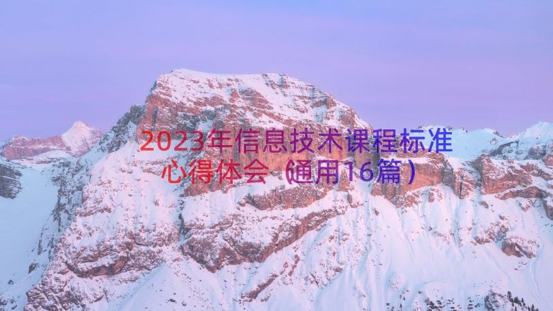 2023年信息技术课程标准心得体会（通用16篇）