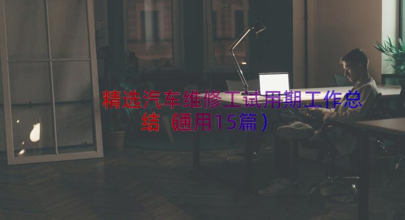 精选汽车维修工试用期工作总结（通用15篇）