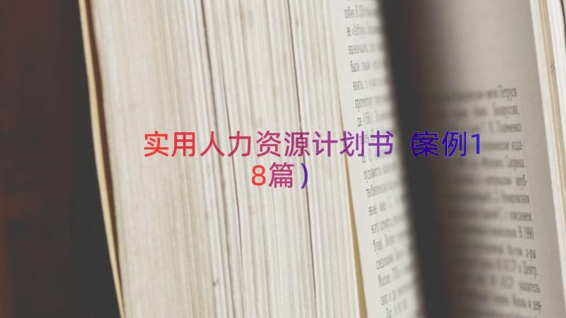 实用人力资源计划书（案例18篇）