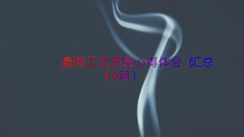 最热工艺质量心得体会（汇总16篇）