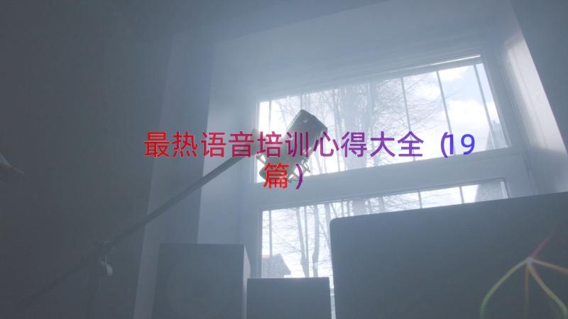 最热语音培训心得大全（19篇）