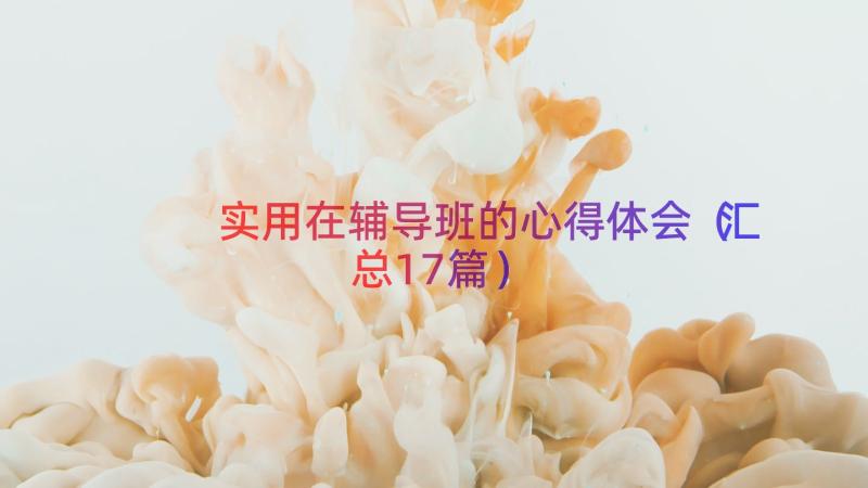 实用在辅导班的心得体会（汇总17篇）