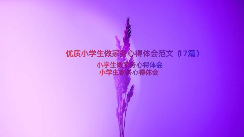 优质小学生做家务心得体会范文（17篇）