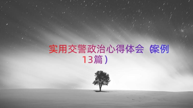 实用交警政治心得体会（案例13篇）