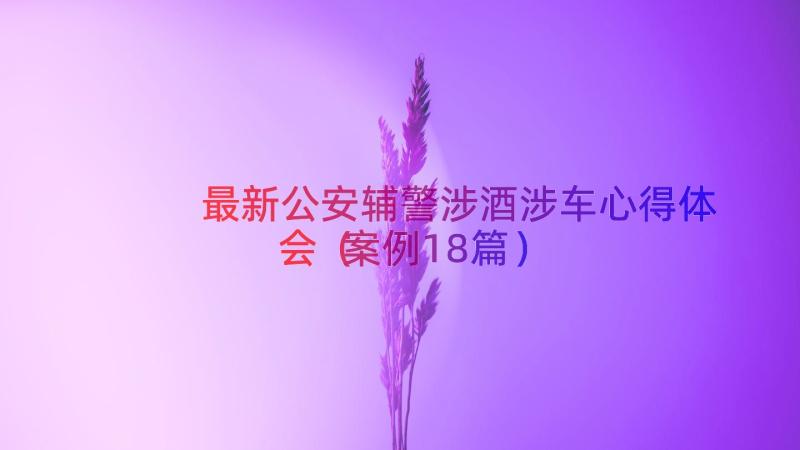 最新公安辅警涉酒涉车心得体会（案例18篇）