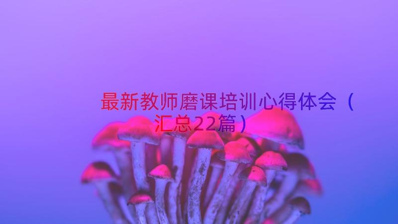 最新教师磨课培训心得体会（汇总22篇）