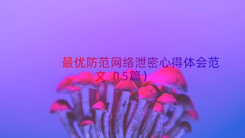 最优防范网络泄密心得体会范文（15篇）