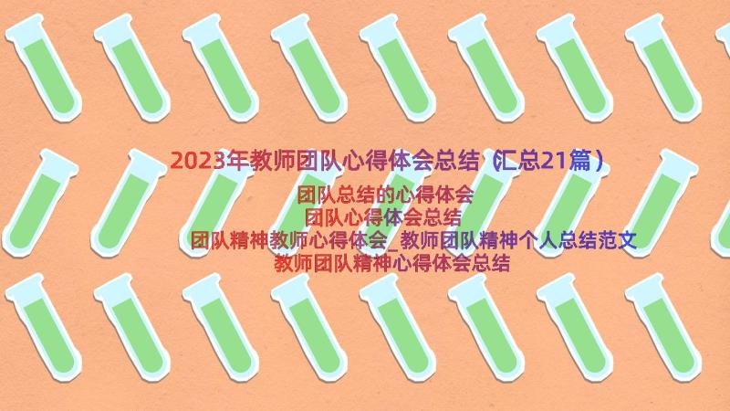 2023年教师团队心得体会总结（汇总21篇）