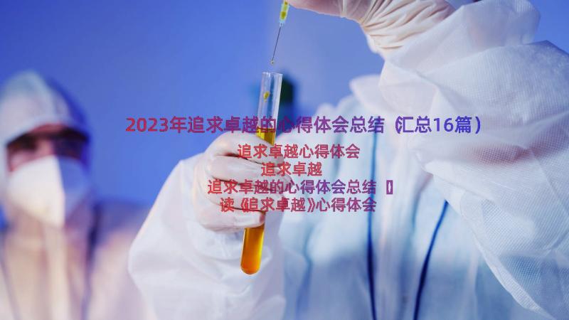 2023年追求卓越的心得体会总结（汇总16篇）