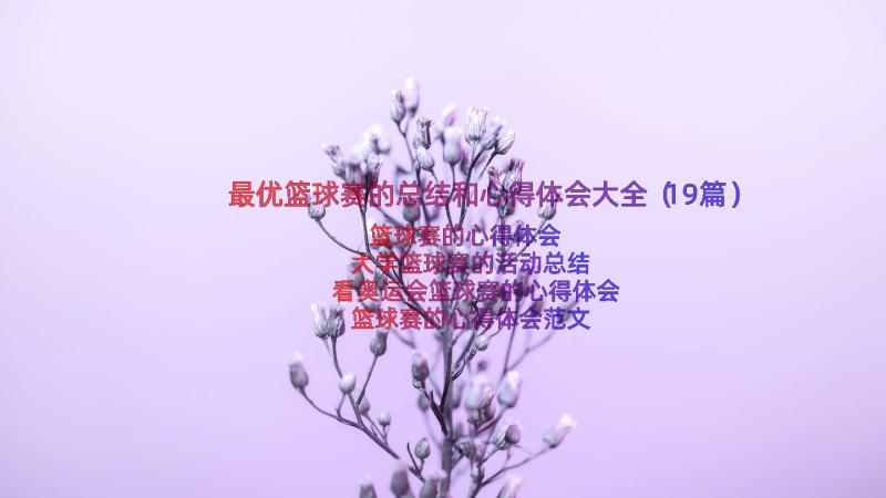 最优篮球赛的总结和心得体会大全（19篇）