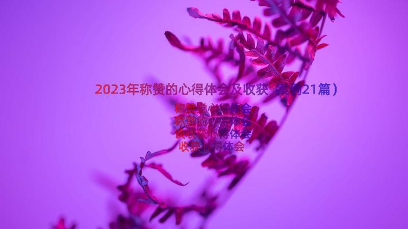 2023年称赞的心得体会及收获（案例21篇）