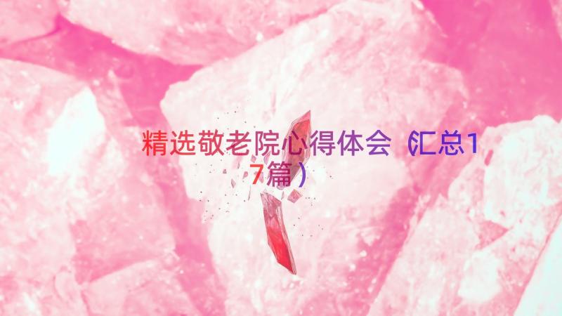 精选敬老院心得体会（汇总17篇）