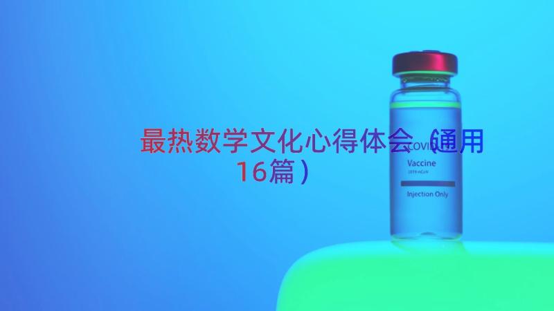 最热数学文化心得体会（通用16篇）