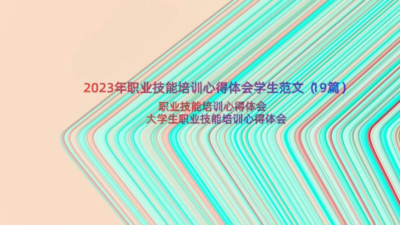 2023年职业技能培训心得体会学生范文（19篇）