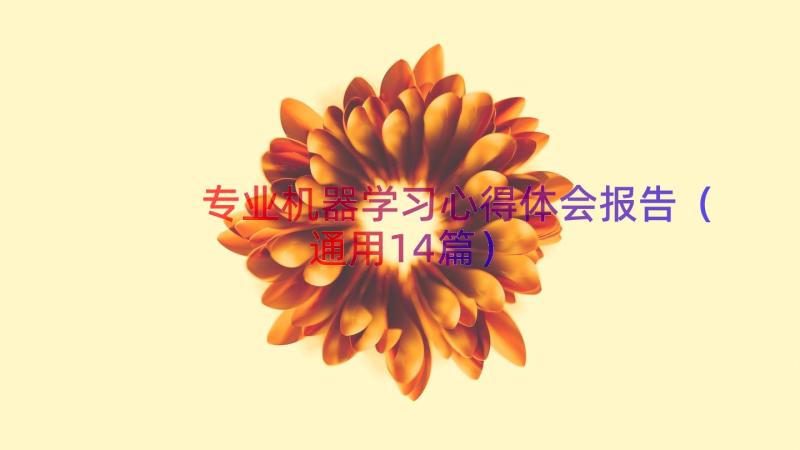 专业机器学习心得体会报告（通用14篇）