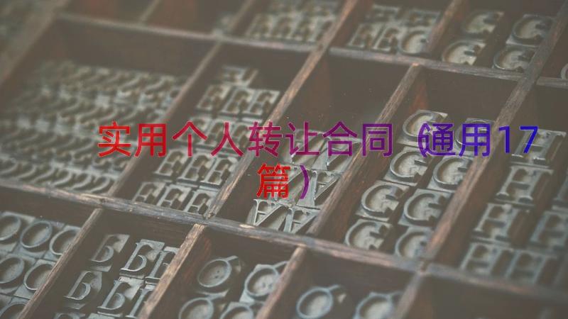 实用个人转让合同（通用17篇）