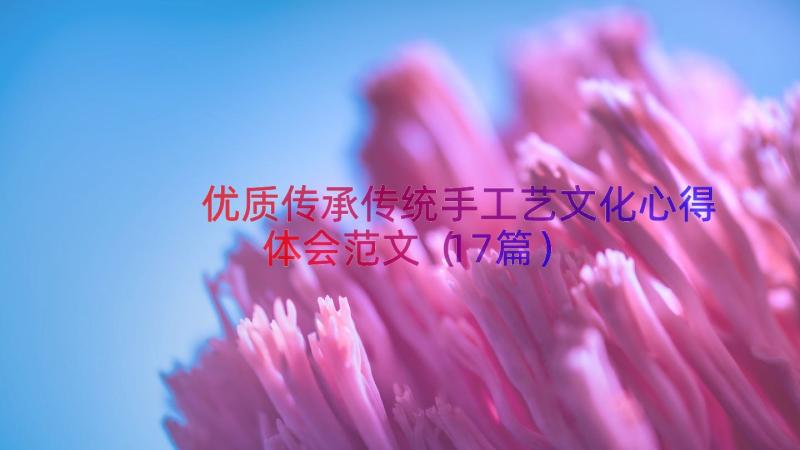 优质传承传统手工艺文化心得体会范文（17篇）