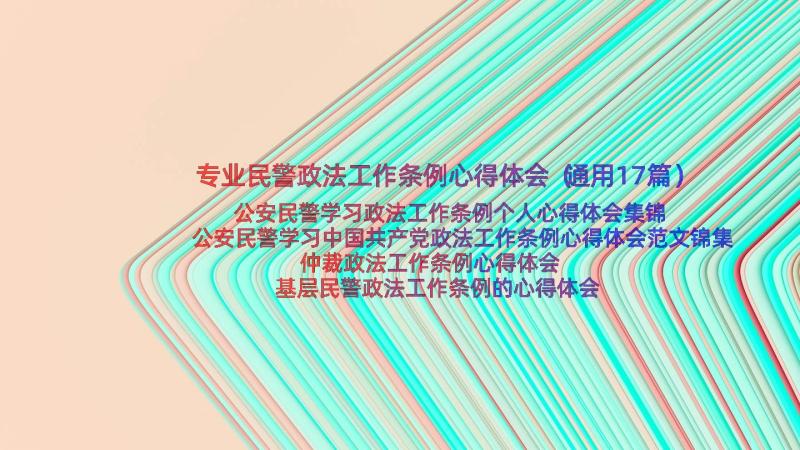 专业民警政法工作条例心得体会（通用17篇）